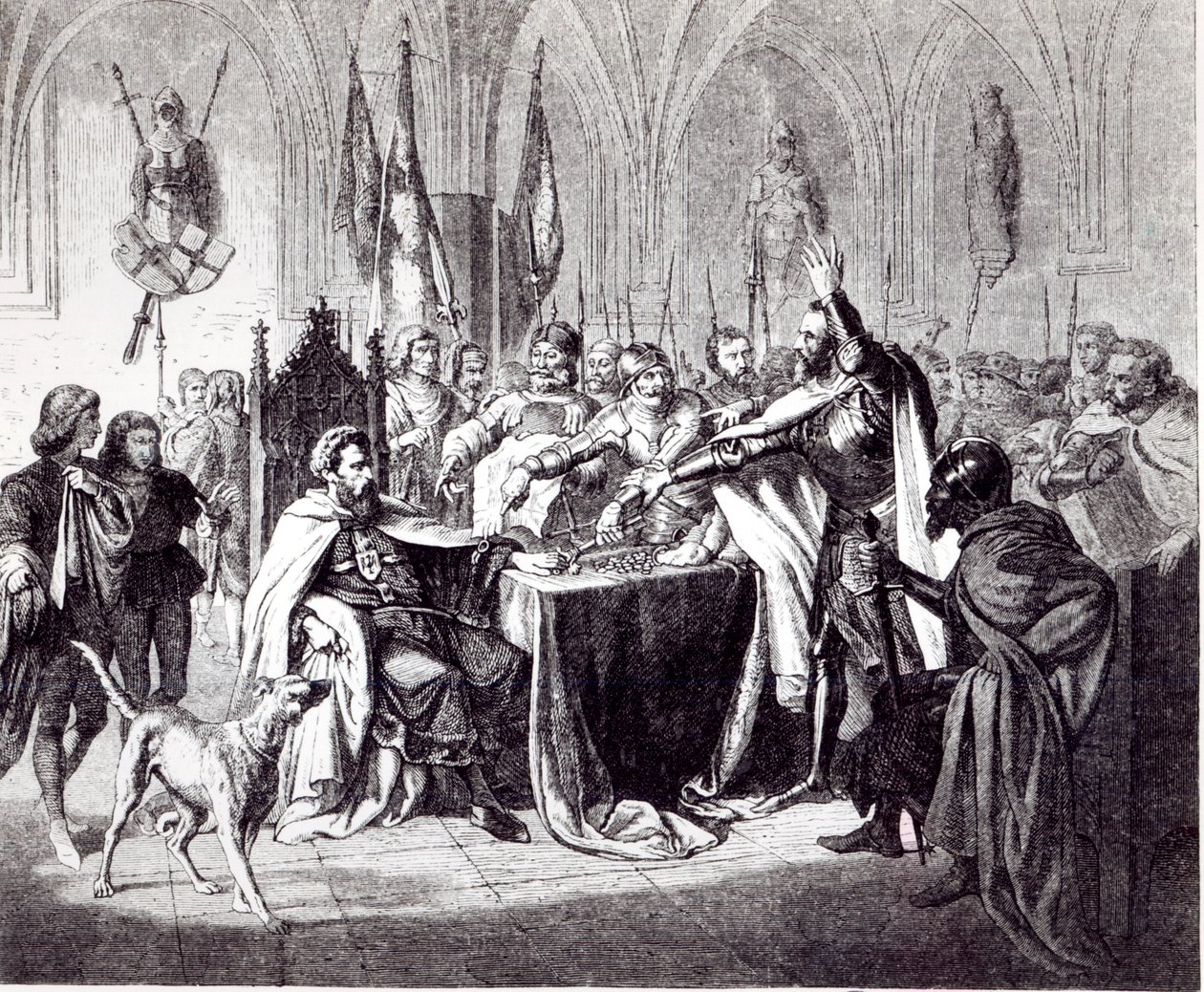 Sprzedaż zamku Marienburg w 1457 r. królowi polskiemu Kazimierzowi IV, 1854 r. autorstwa Ludwig Rosenfelder