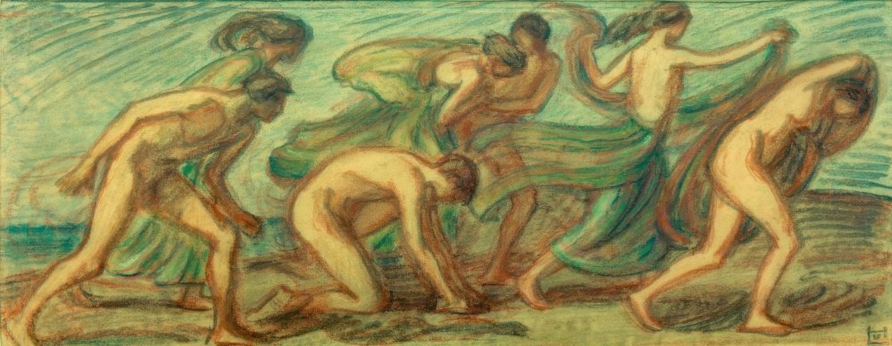 Siedem kroków z ręcznikami autorstwa Ludwig von Hofmann