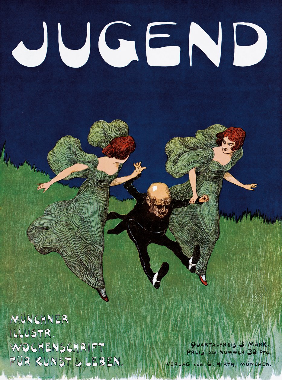 Plakat reklamujący gazetę „Jugend” autorstwa Ludwig von Zumbusch