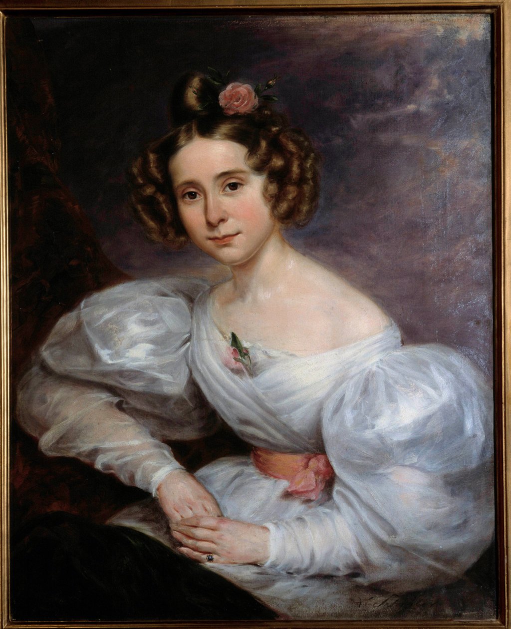Portret młodej kobiety Obraz Auguste Schitter (1805-1889) XIX-wieczny Orlean, Muzeum Sztuk Pięknych autorstwa Ludwig August or Louis August Schwiter