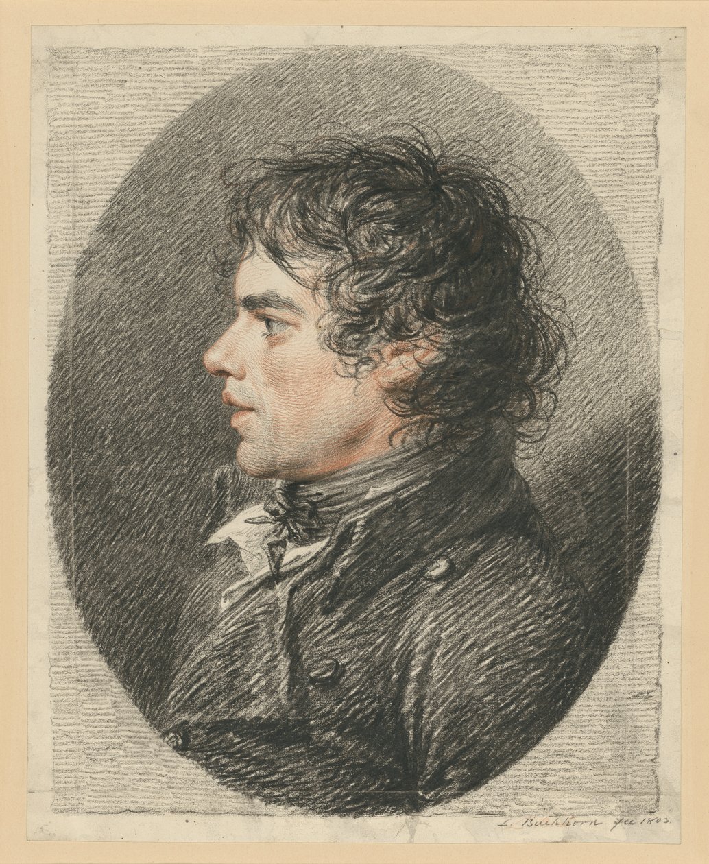 Męski portret popiersiowy z profilu w lewo autorstwa Ludwig Buchhorn