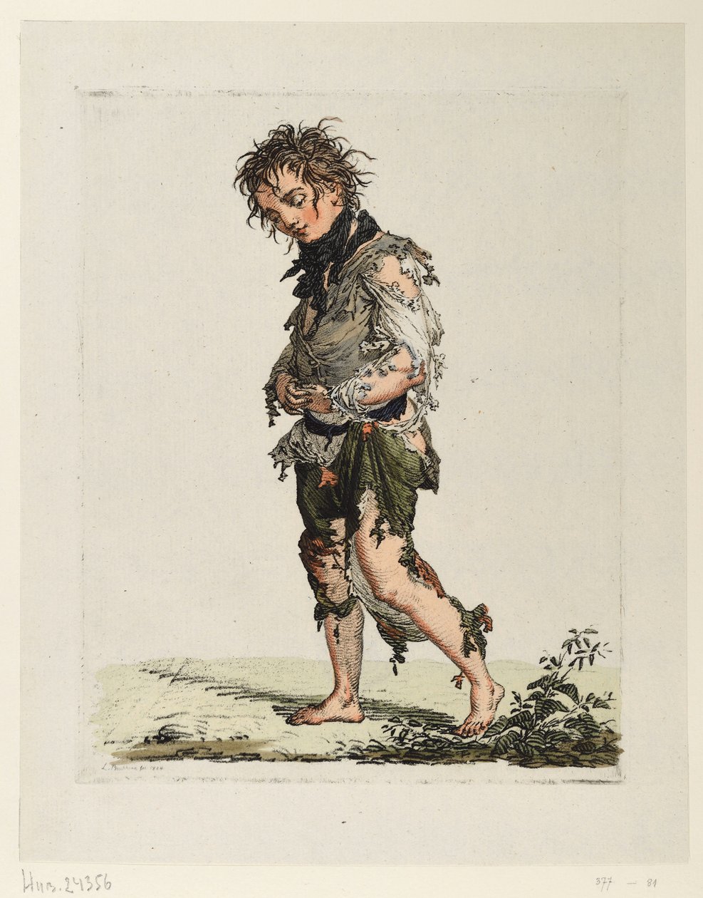 Idący chłopiec żebrak autorstwa Ludwig Buchhorn