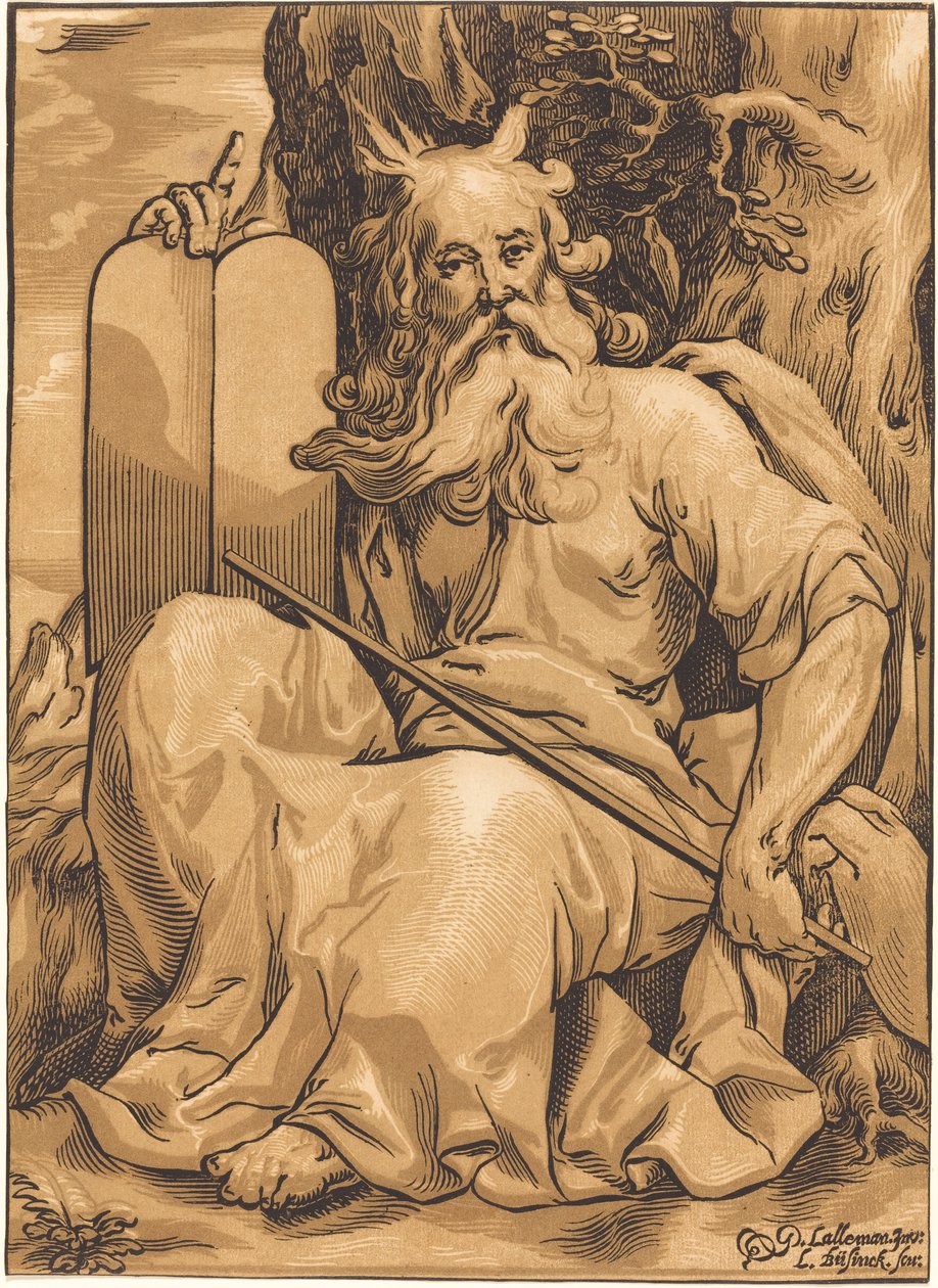 Mojżesz z tablicami prawa autorstwa Ludwig Büsinck after Georges Lallemand