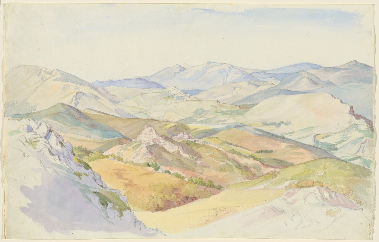 Wzgórza Sabine i Rocca Santo Stefano widziane z Civitella autorstwa Ludwig Deurer