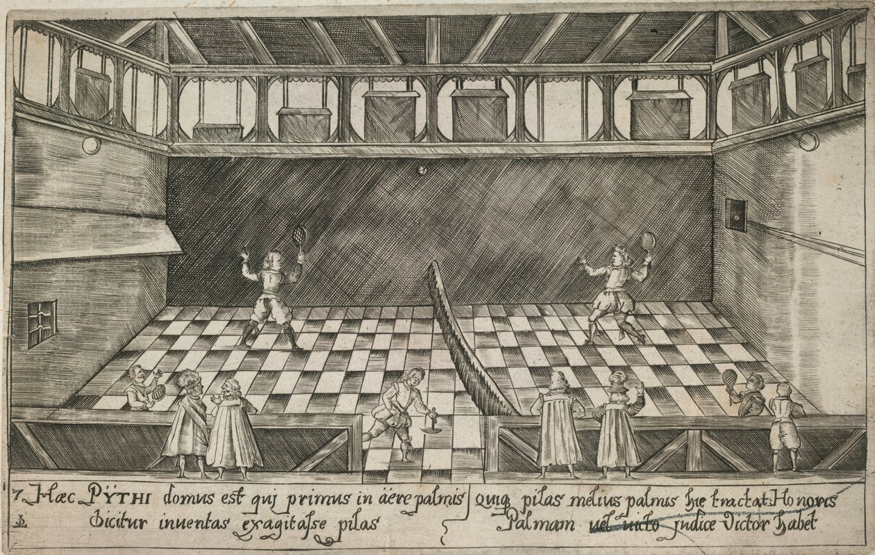 Gra w prawdziwy tenis, ok. 1600 (rycina) autorstwa Ludwig Ditzinger