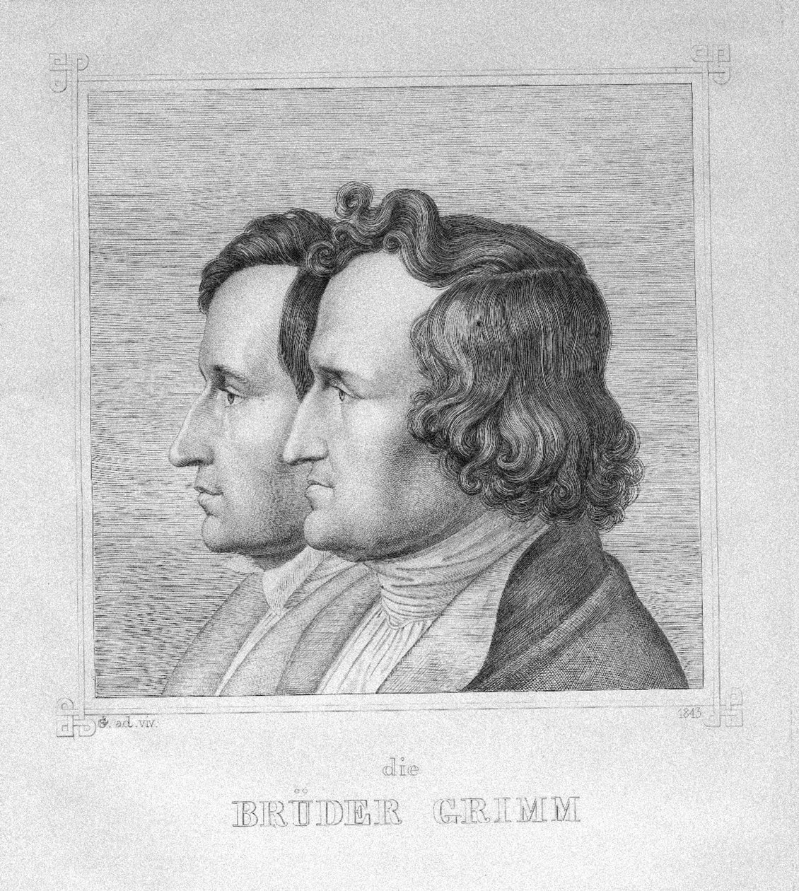 Jakub i Wilhelm Grimm, 1843 autorstwa Ludwig Emil Grimm