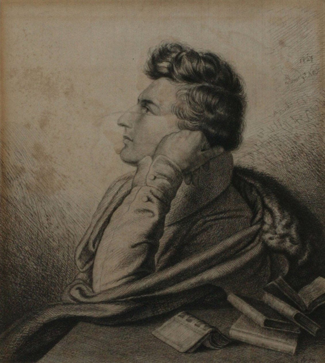Portret poety Heinricha Heinego 1797-1856, 1827 autorstwa Ludwig Emil Grimm