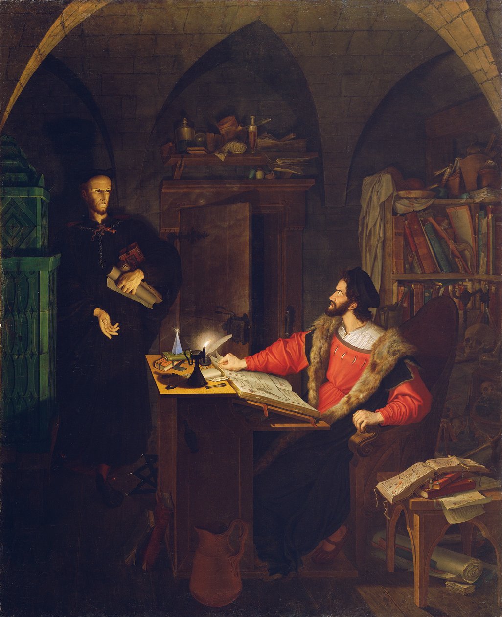 Faust i Mefisto w gabinecie autorstwa Ludwig Ferdinand Schnorr von Carolsfeld