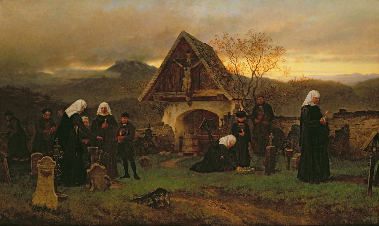 Dzień Zaduszny na Cmentarzu autorstwa Ludwig Friedrich Wilhelm Riefstahl