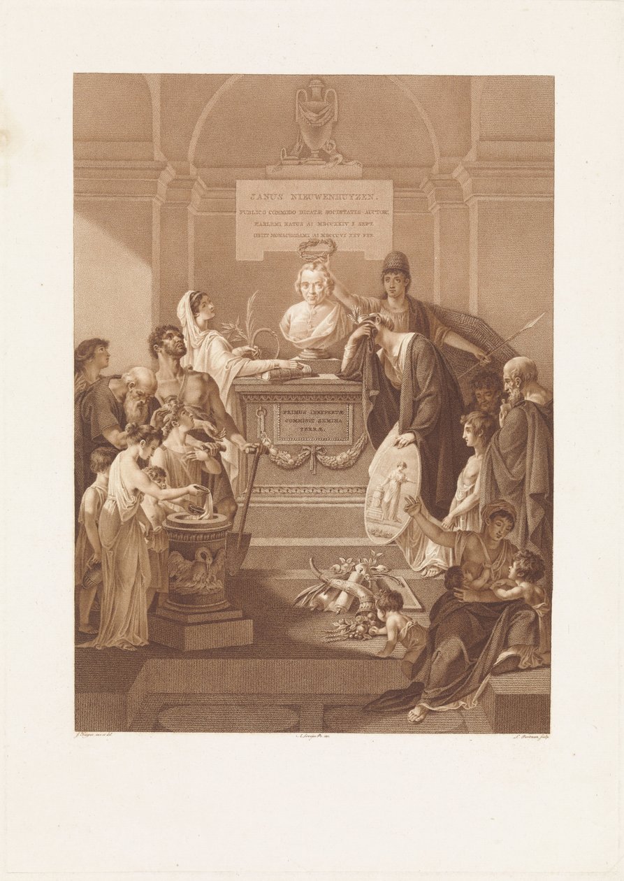 Scena alegoryczna z kamieniem upamiętniającym Jana Nieuwenhuyzena, zmarłego w 1806 r. autorstwa Ludwig Gottlieb Portman
