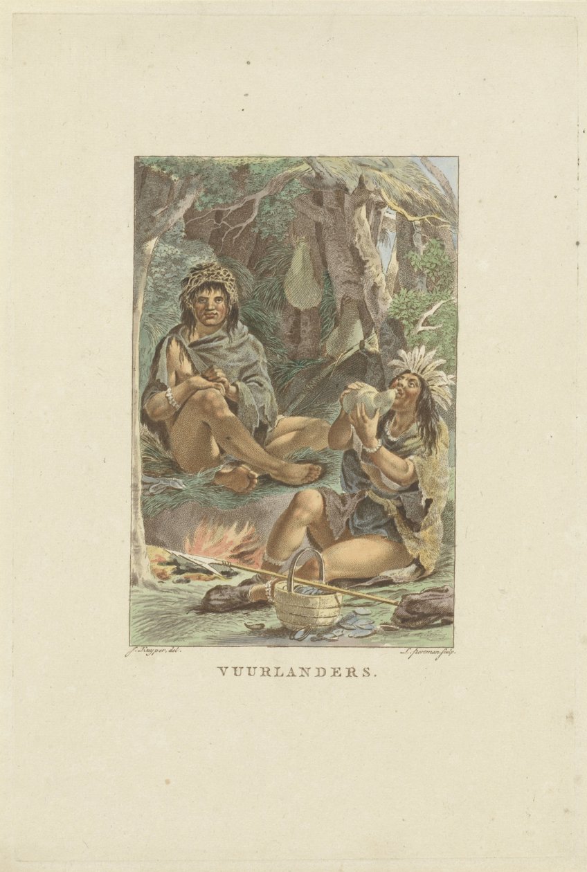 Mieszkańcy Fireland Fuegians (tytuł na obiekcie) autorstwa Ludwig Gottlieb Portman