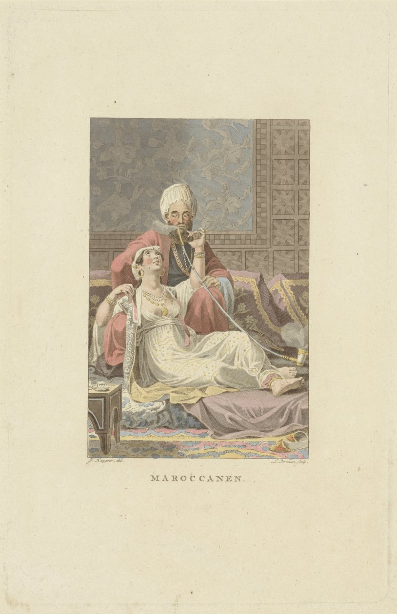 Marokańska para w herbaciarni? Marokańczycy (tytuł na obiekcie) autorstwa Ludwig Gottlieb Portman