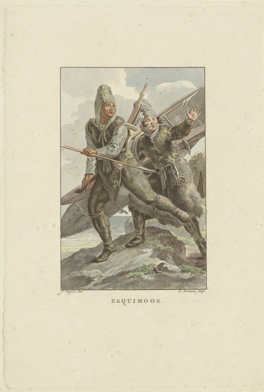 Uciekający Eskimosów Esquimoos (tytuł na obiekcie) autorstwa Ludwig Gottlieb Portman