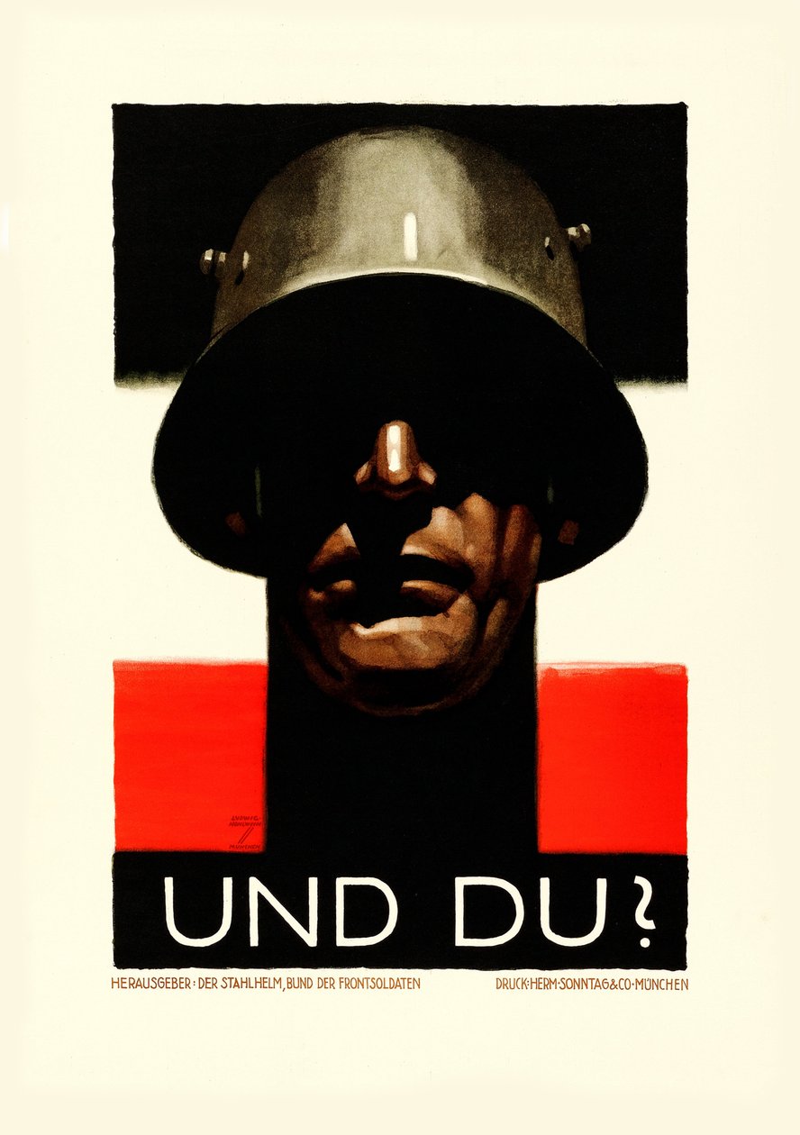 A ty Stalowy Hełm, Liga Żołnierzy Frontowych, 1929. autorstwa Ludwig Hohlwein