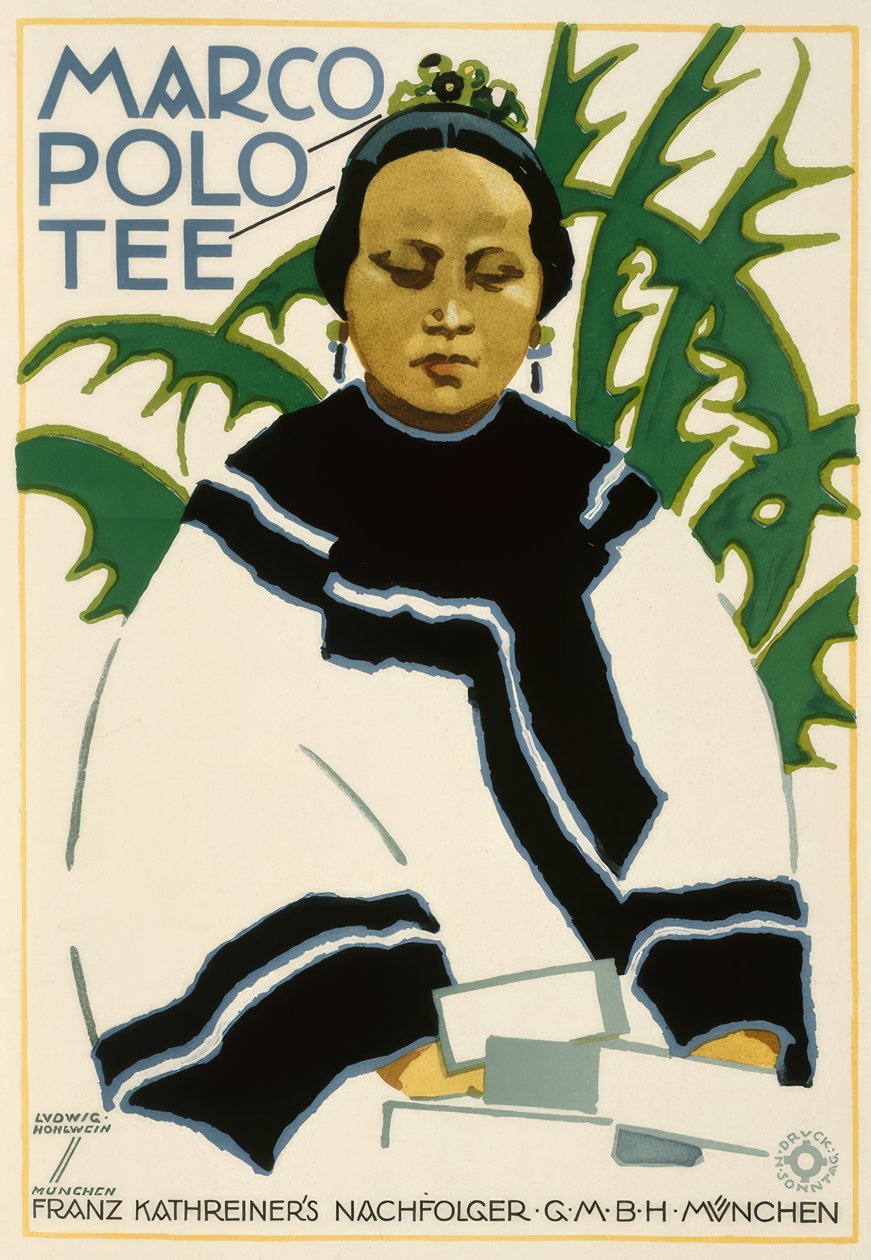 Marco Polo Tee - następca Franza Kathreinera, G.M.B.H. Monachium autorstwa Ludwig Hohlwein