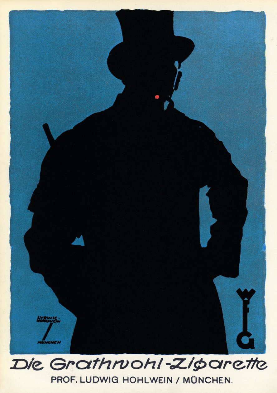 Tytoń: plakat reklamowy papierosów "Die Grathnohl Zigarette", Monachium 20th (plakat) autorstwa Ludwig Hohlwein