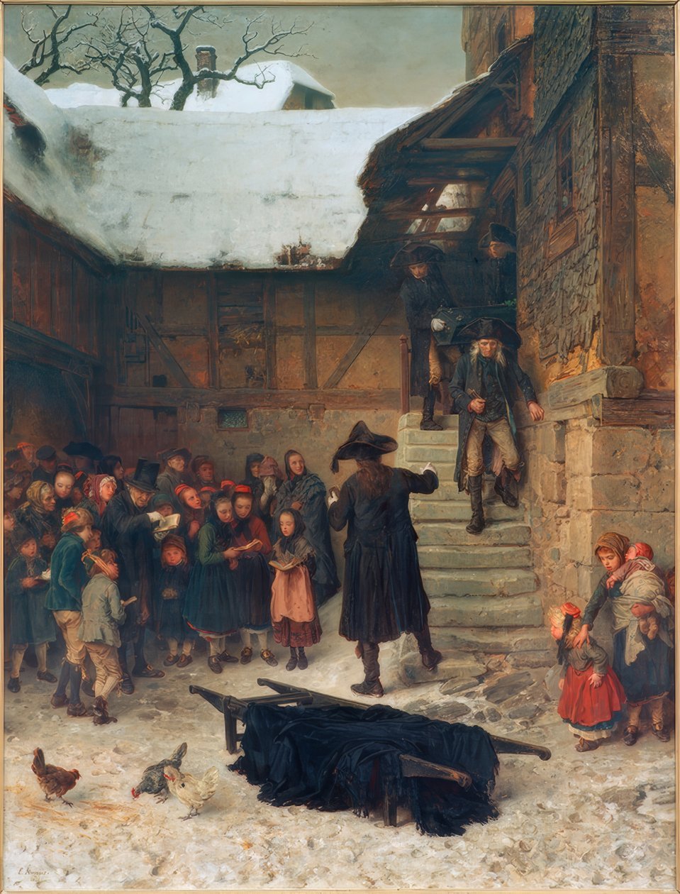Heski pogrzeb zimą autorstwa Ludwig Knaus