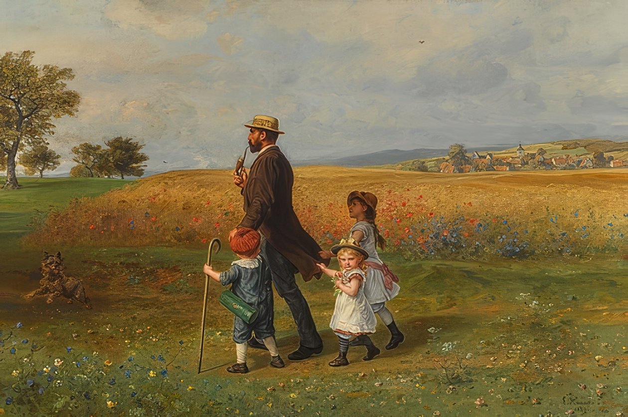 Niedzielny spacer. 1889 autorstwa Ludwig Knaus