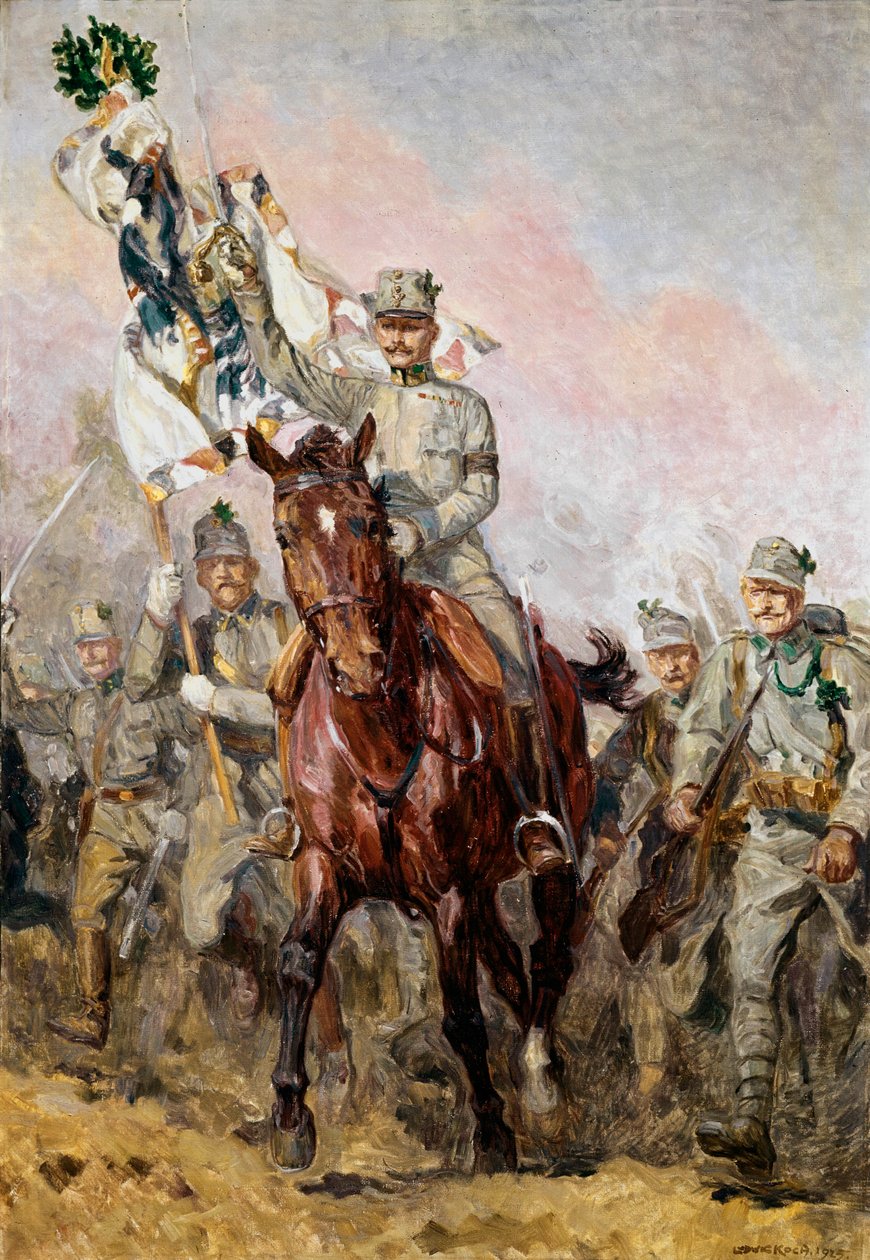 Drugi tyrolski pułk Kaiserjaeger z dowódcą płk ... autorstwa Ludwig Koch
