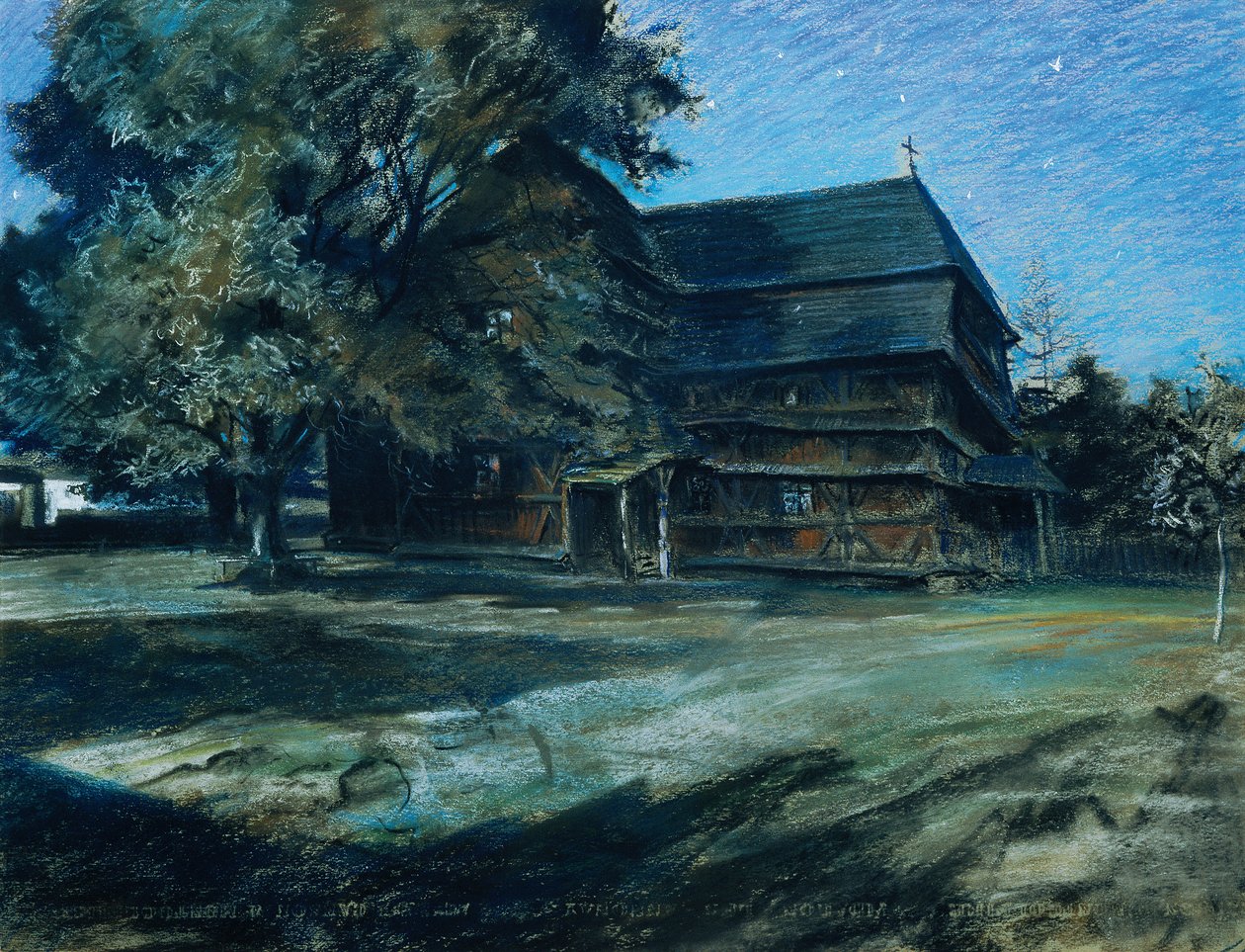 drewniany kościół autorstwa Ludwig Michalek