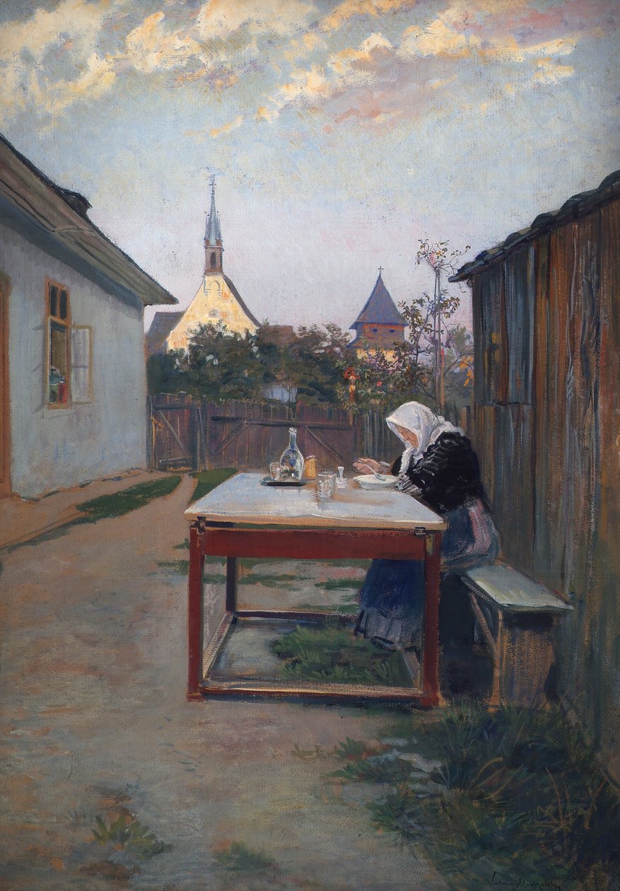 Moja mama (wieczorny posiłek) autorstwa Ludwig Michalek