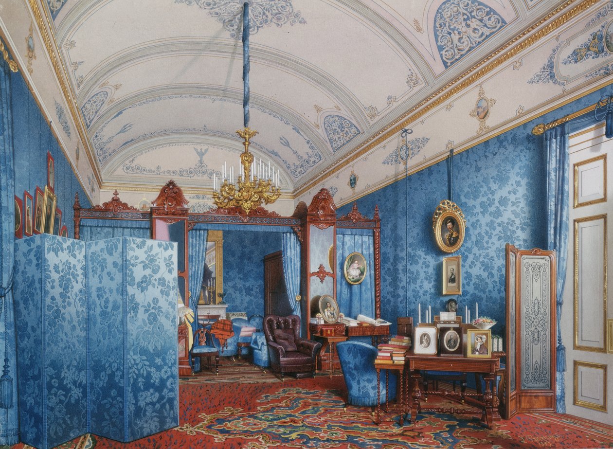 Wnętrza Pałacu Zimowego. Garderoba cesarzowej Marii Aleksandrowny, 1857 r. autorstwa Ludwig Premazzi