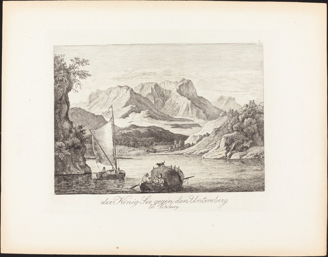 König-See w kierunku Untersberg w pobliżu Salzburga autorstwa Ludwig Richter