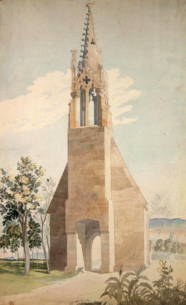 Kaplica gotycka pod Witzenhausen (akwarela na ołówku na papierze) autorstwa Ludwig Sigismund Ruhl