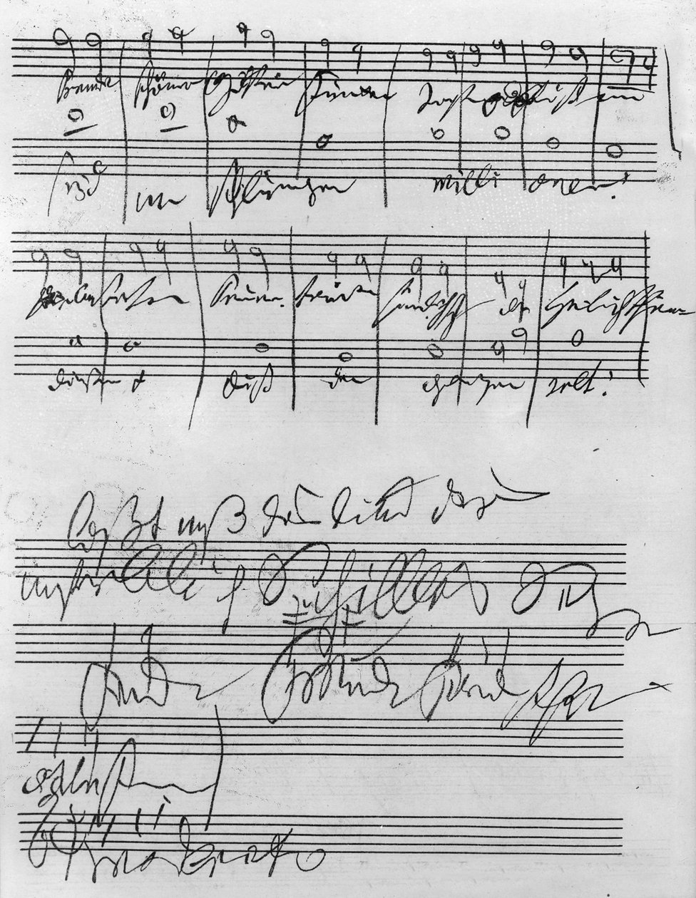 Ranka rašyta muzikos partitūra (rašu ant popieriaus)poli autorstwa Ludwig van Beethoven
