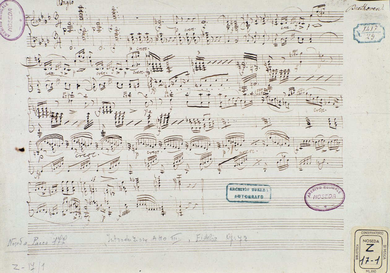 Strona partytury muzycznej „Fidelio”: początek aktu III autorstwa Ludwig van Beethoven