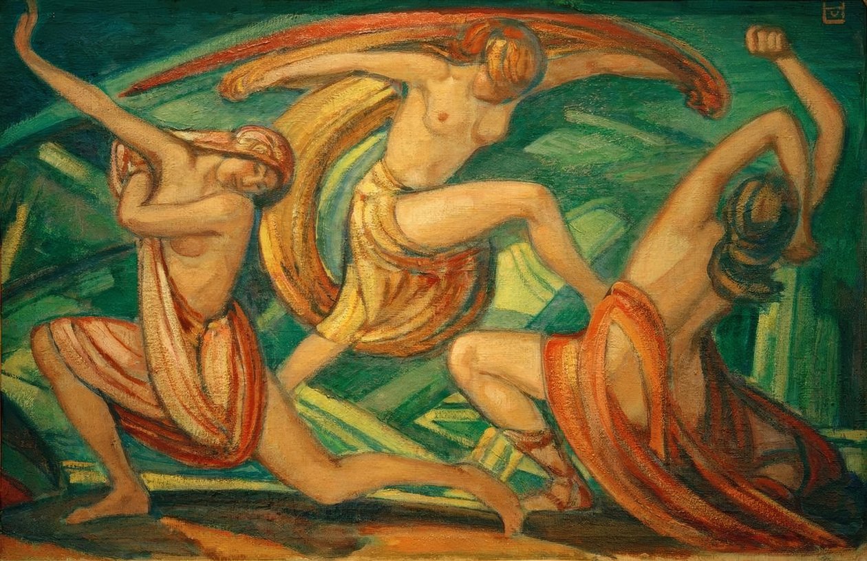 Trzy tańczące kobiety autorstwa Ludwig von Hofmann