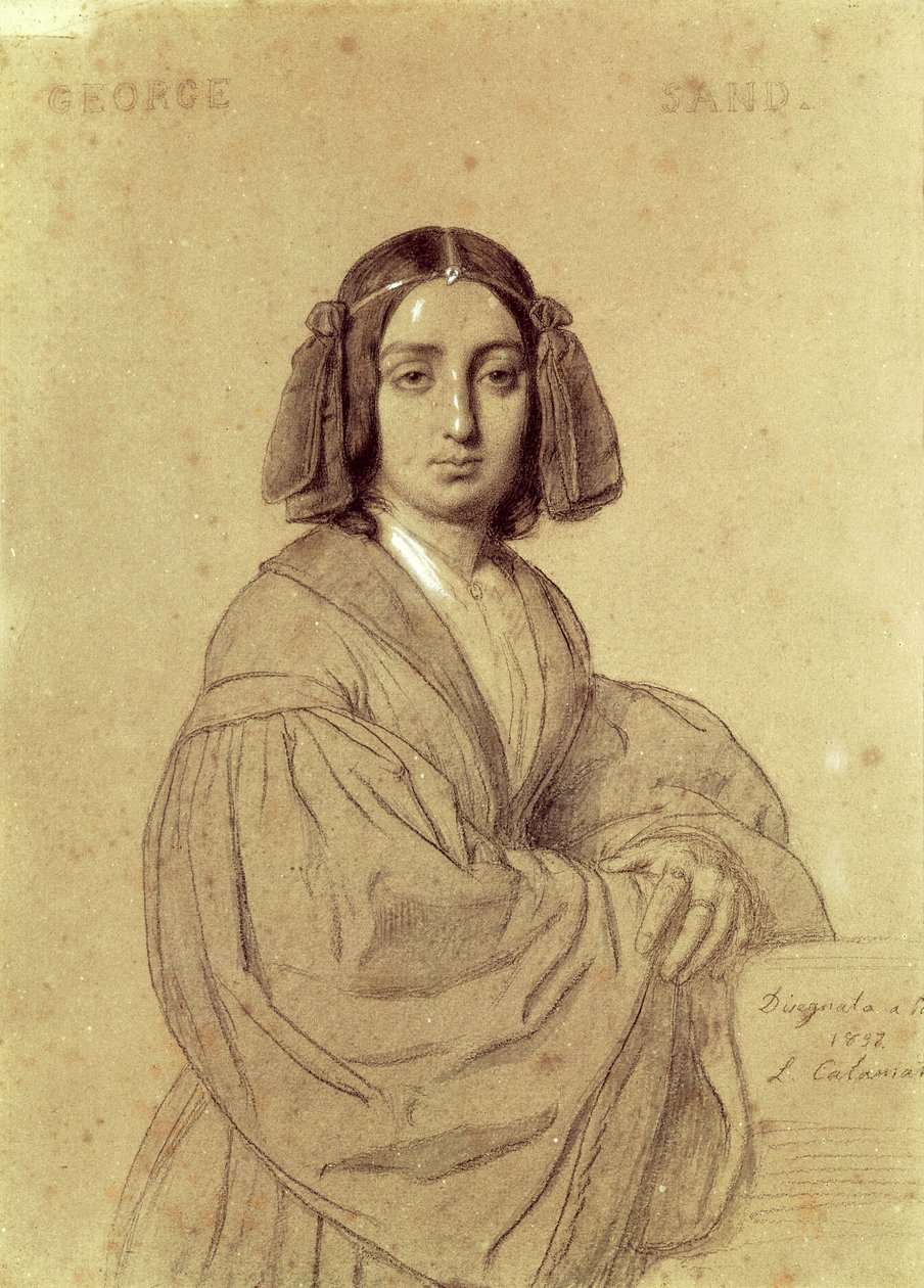 Portret George Sand (1804-76) 1837 autorstwa Luigi Calamatta