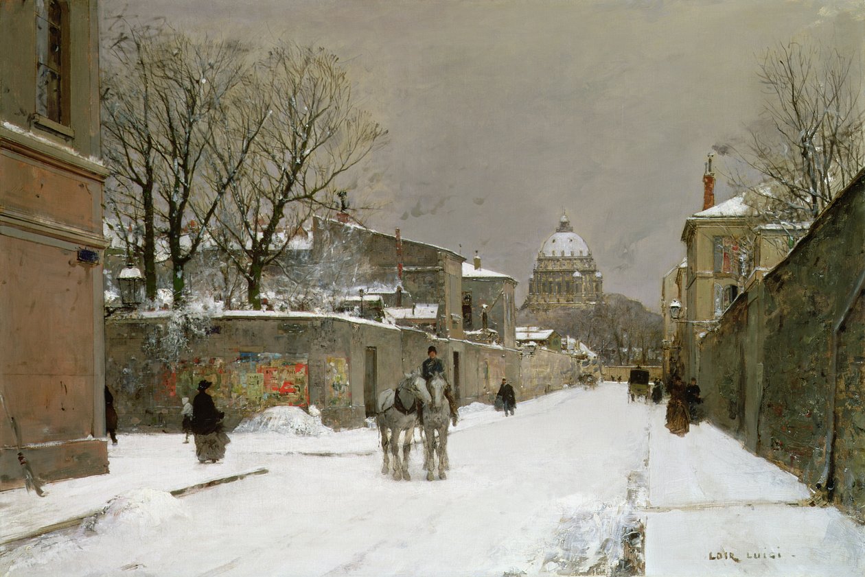 Zimowa scena w pobliżu Les Invalides, Paryż autorstwa Luigi Loir