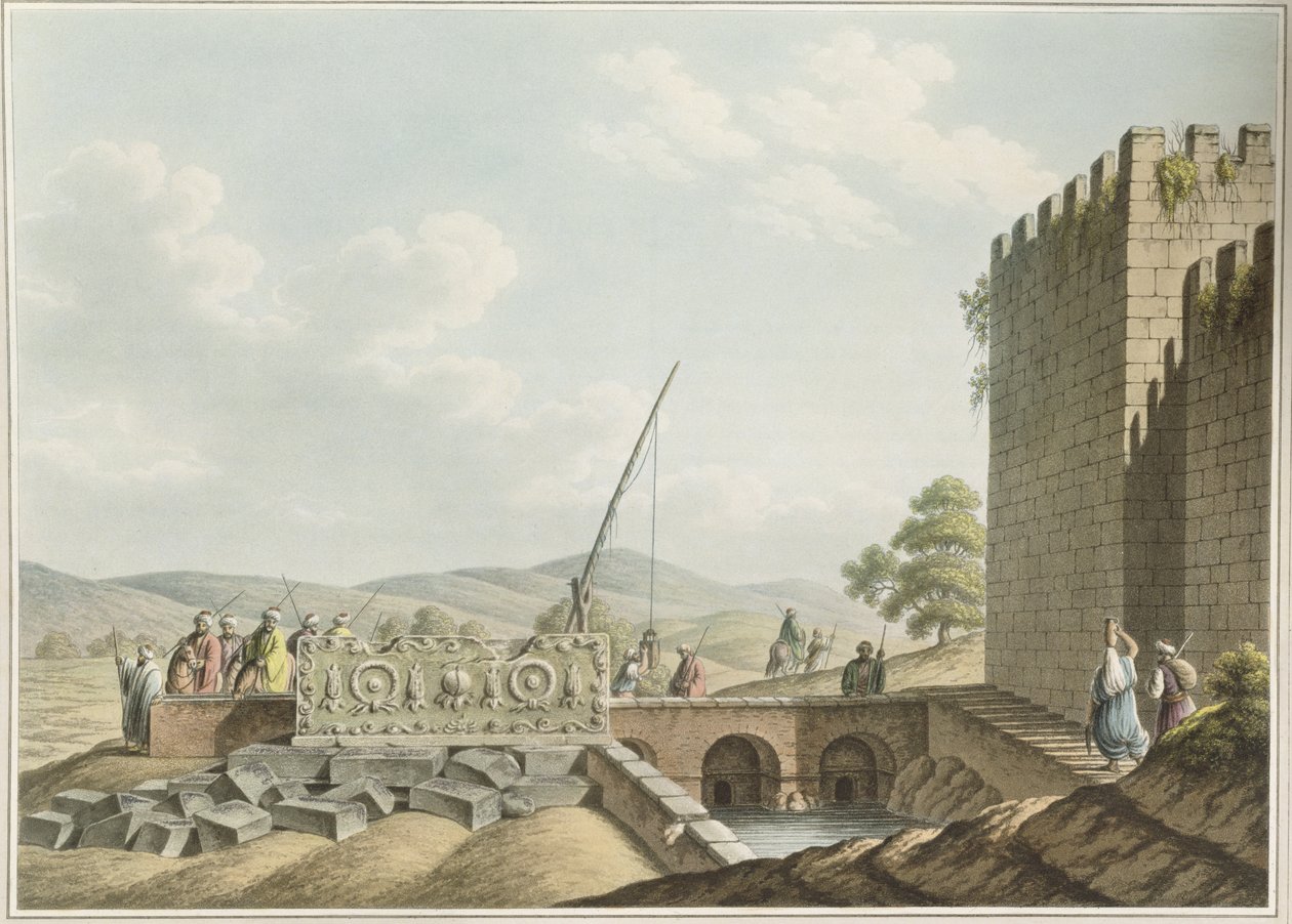 Sarkofag z Grobowców Królewskich, Jerozolima, wyd. autorstwa Williama Wattsa, 1805 autorstwa Luigi Mayer