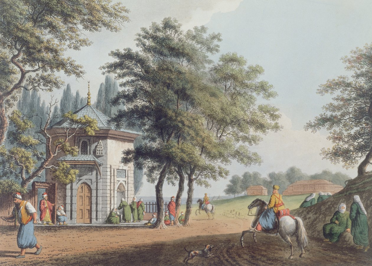 Pera, tablica 3 z "Widoków w dominiach osmańskich", wyd. Robert Bowyer (1758-1834) 1809 (akwatinta) autorstwa Luigi Mayer