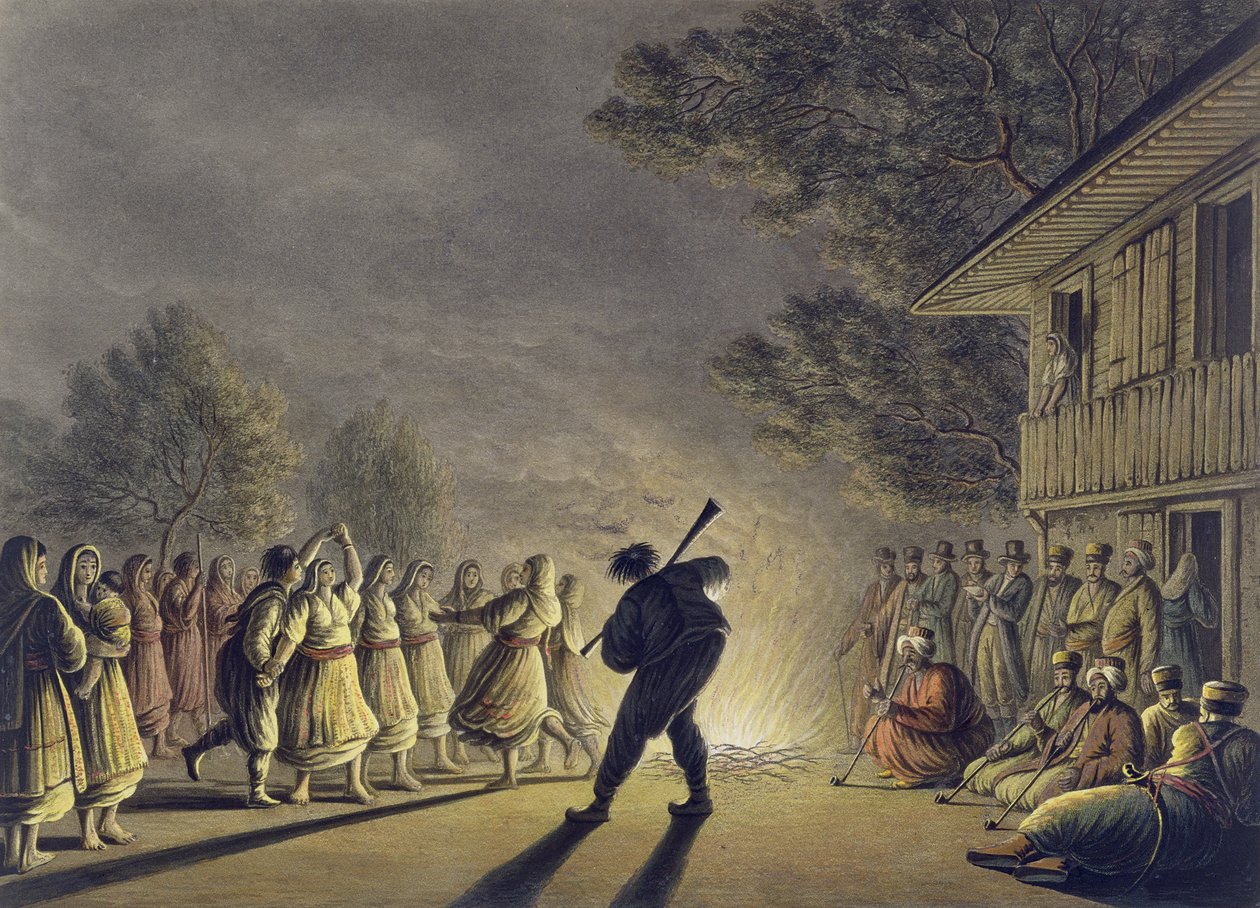 Taniec Bułgarskich Chłopów, wyd. autorstwa Williama Wattsa, 1806 autorstwa Luigi Mayer