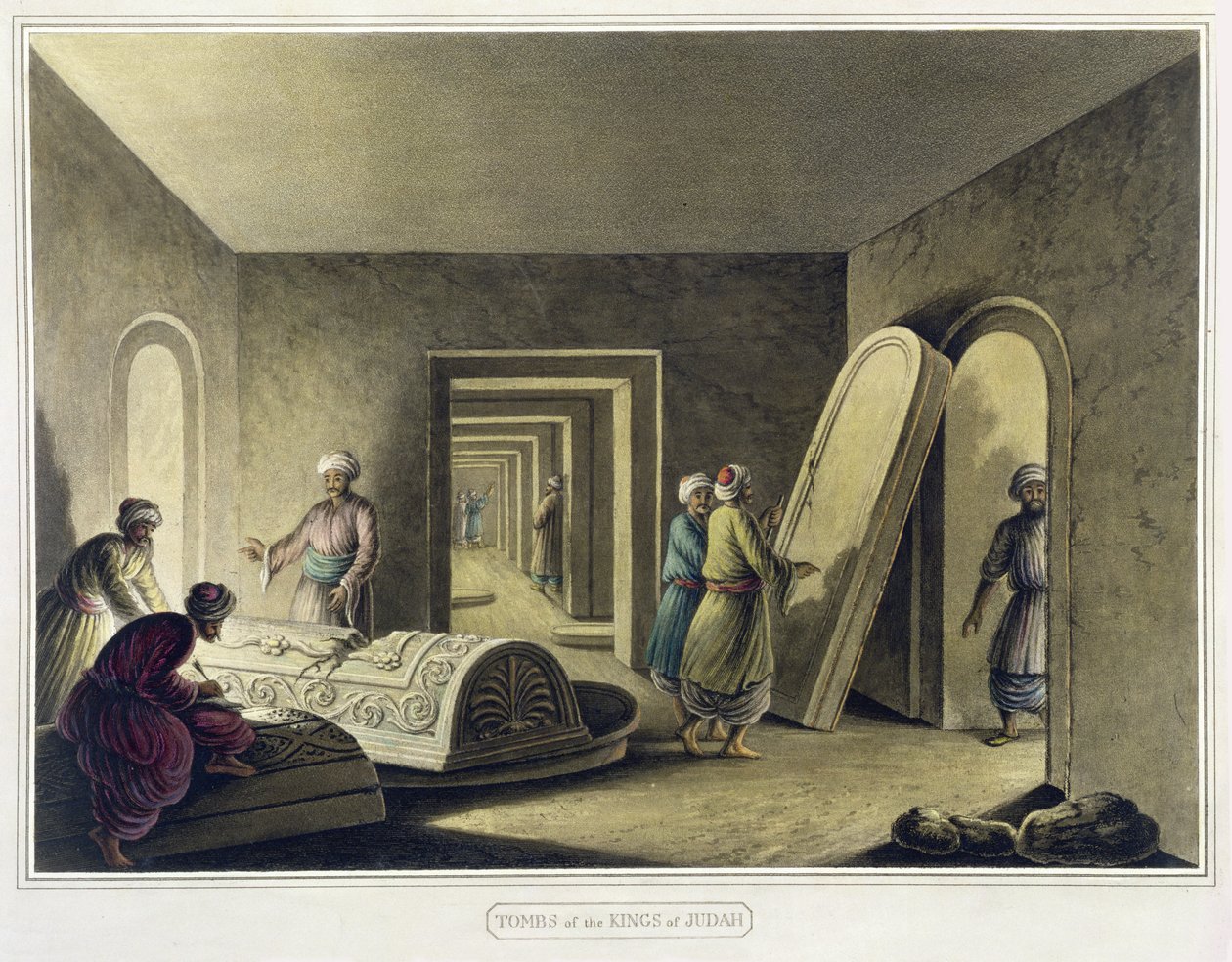 Groby Królów Judy, Jerozolima, wyd. przez Williama Wattsa, 1805 autorstwa Luigi Mayer