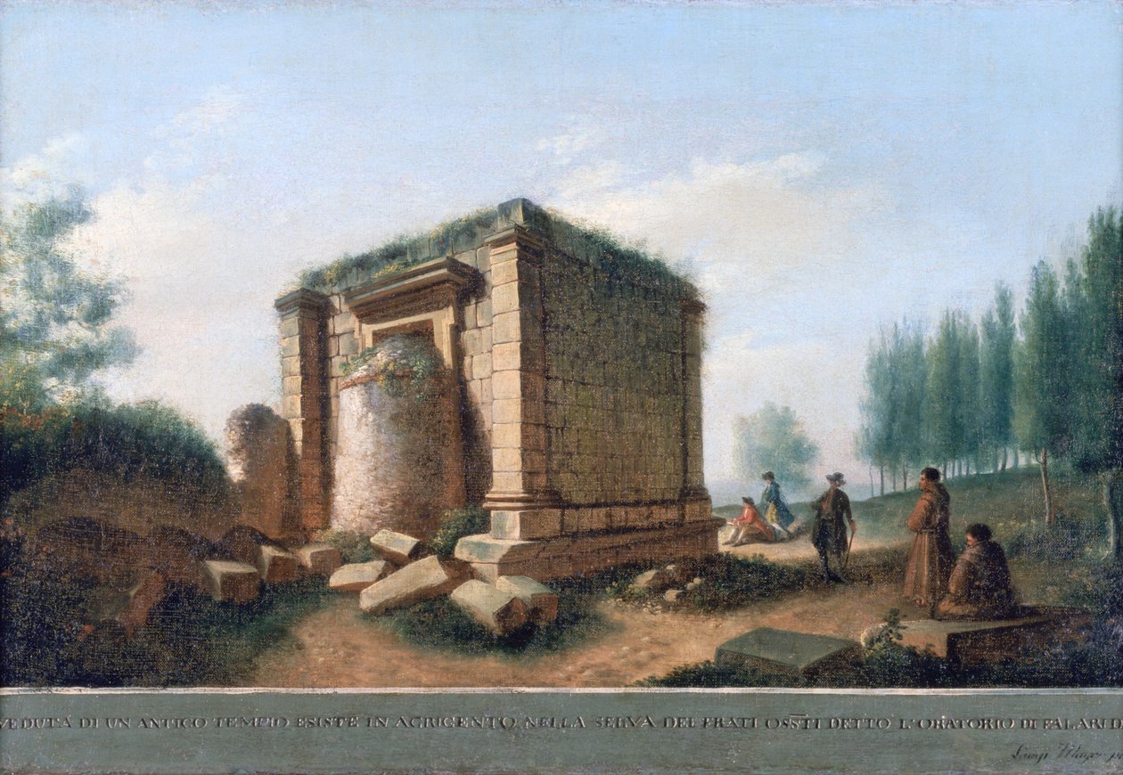 Widok starożytnej świątyni w Agrigentum, ok. 1776-92 autorstwa Luigi Mayer