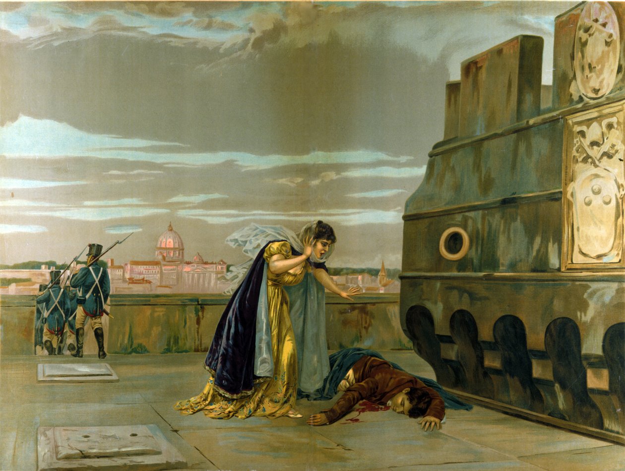 Scena z „Toski” Giacomo Puccini autorstwa Luigi Morgari