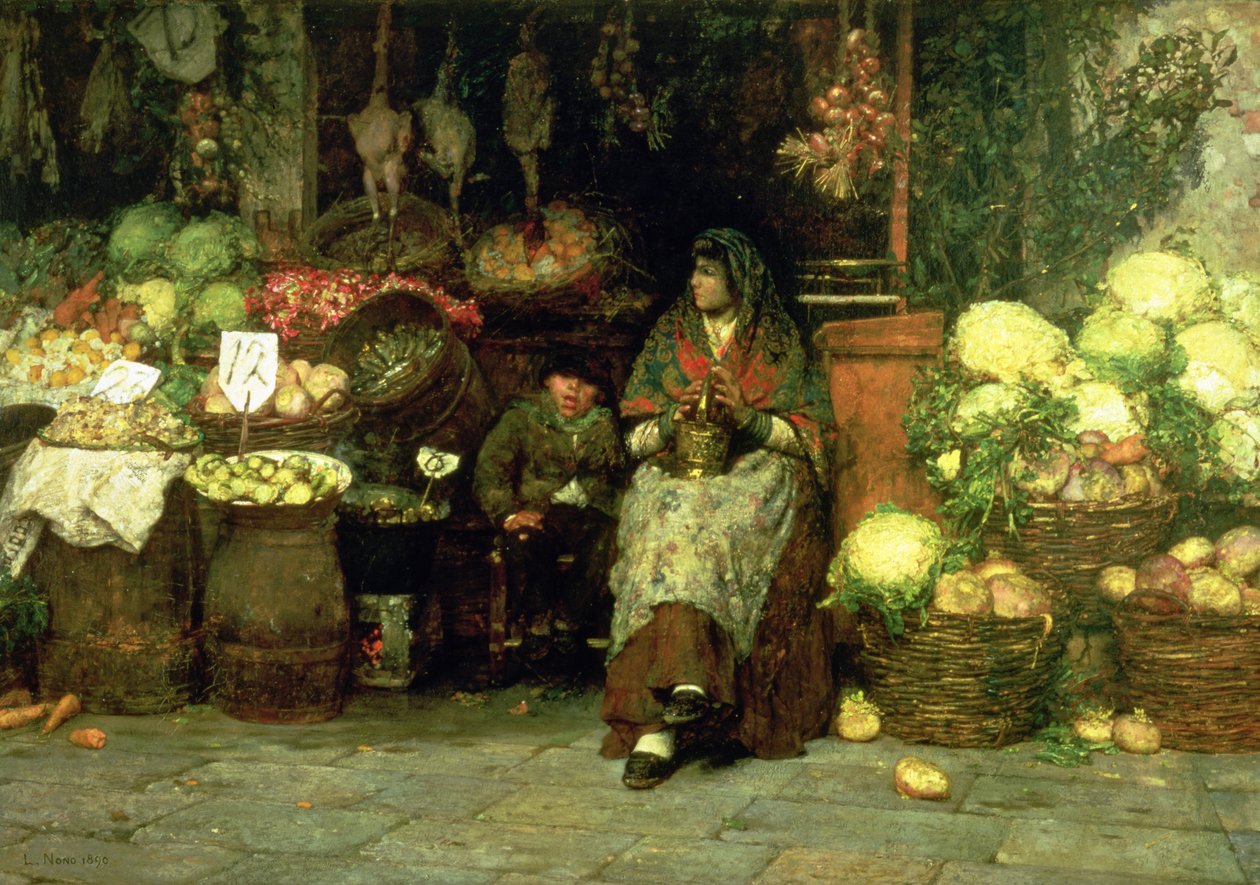 Sprzedawca warzyw, 1890 autorstwa Luigi Nono