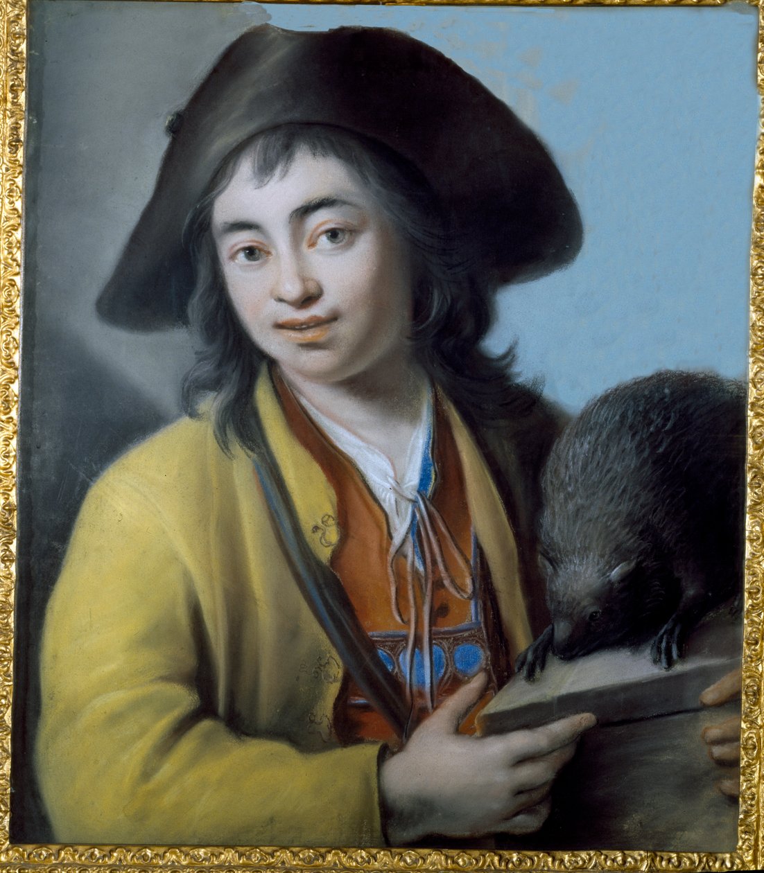 Chłopiec z świstakiem, 1732 (pastel na papierze) autorstwa Luigi Pitti