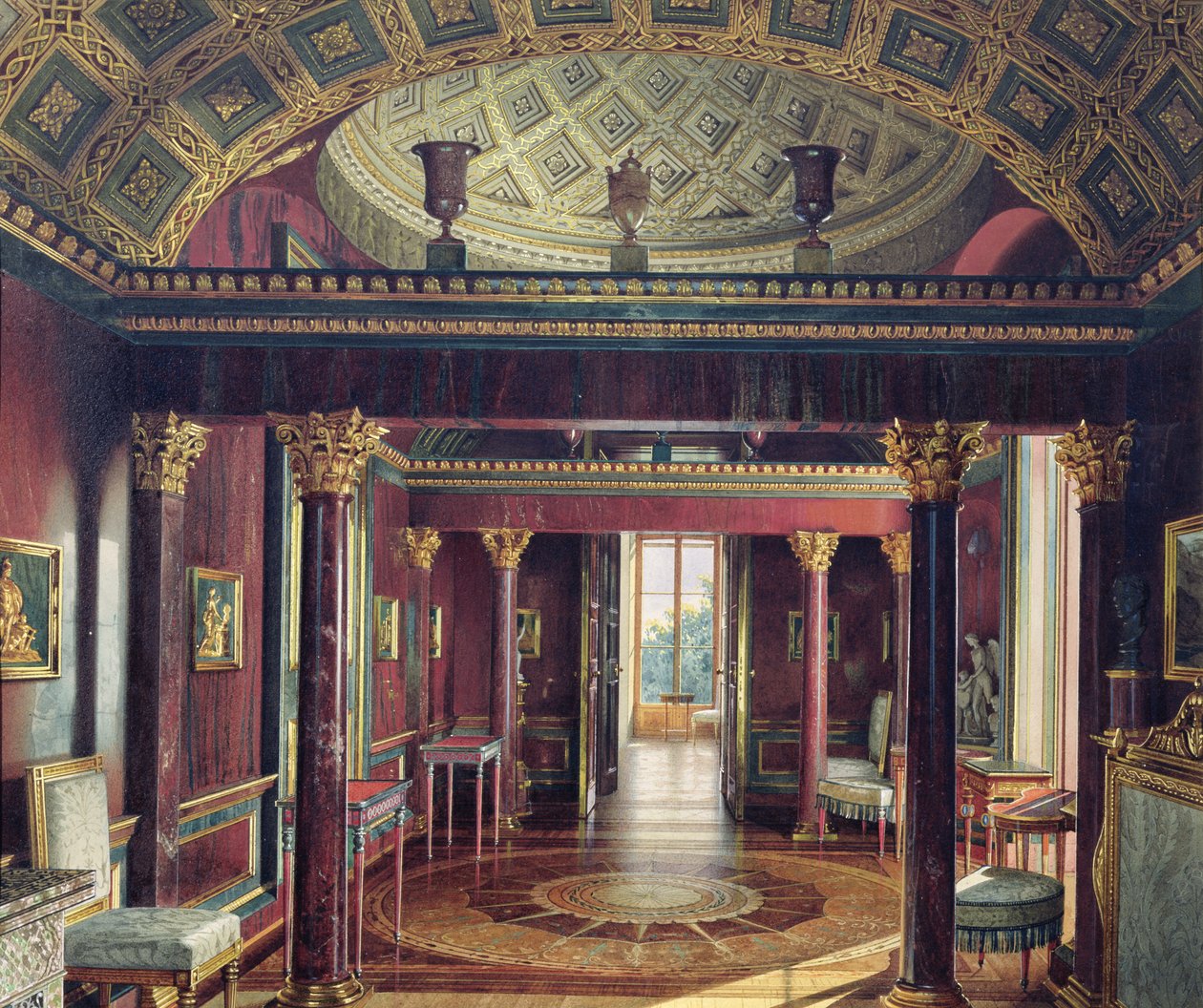 Sala Agatowa w Pałacu Katarzyny w Carskim Siole, 1859 (wc i kolor biały na papierze) autorstwa Luigi Premazzi