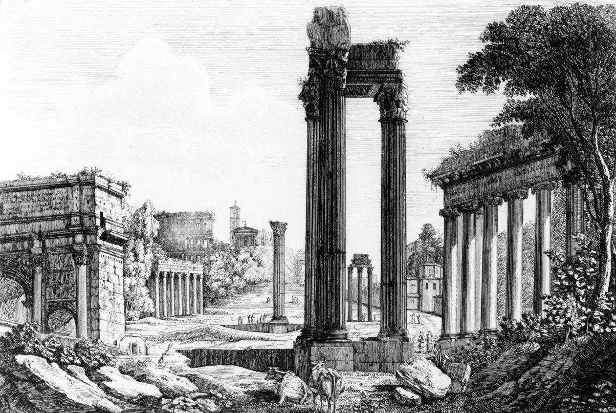Widok ogólny Forum Romanum, 1817 autorstwa Luigi Rossini