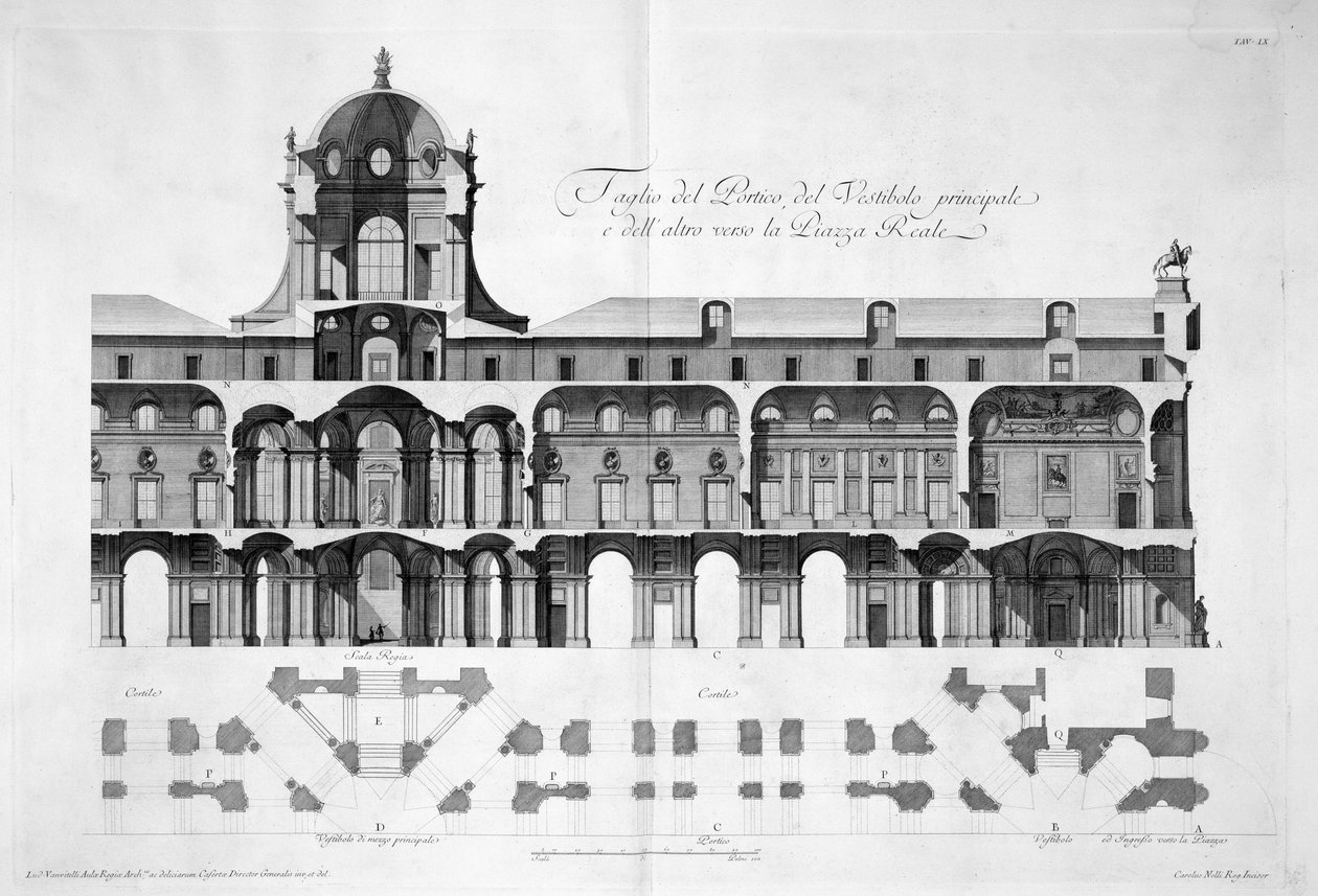 Projekt Pałacu Królewskiego w Casercie, 1756 autorstwa Luigi Vanvitelli