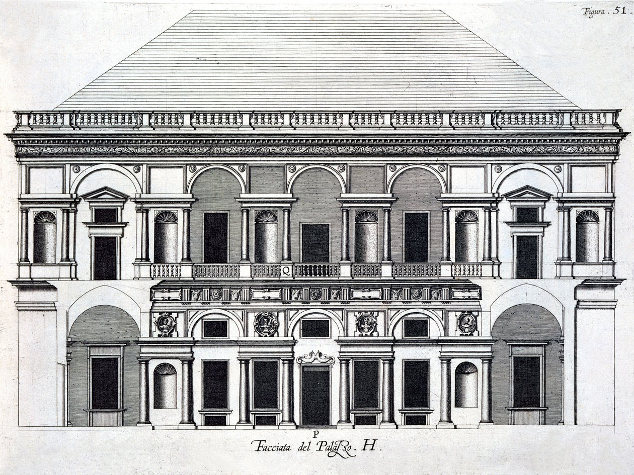 Projekt Pałacu Królewskiego w Casercie, 1756 autorstwa Luigi Vanvitelli