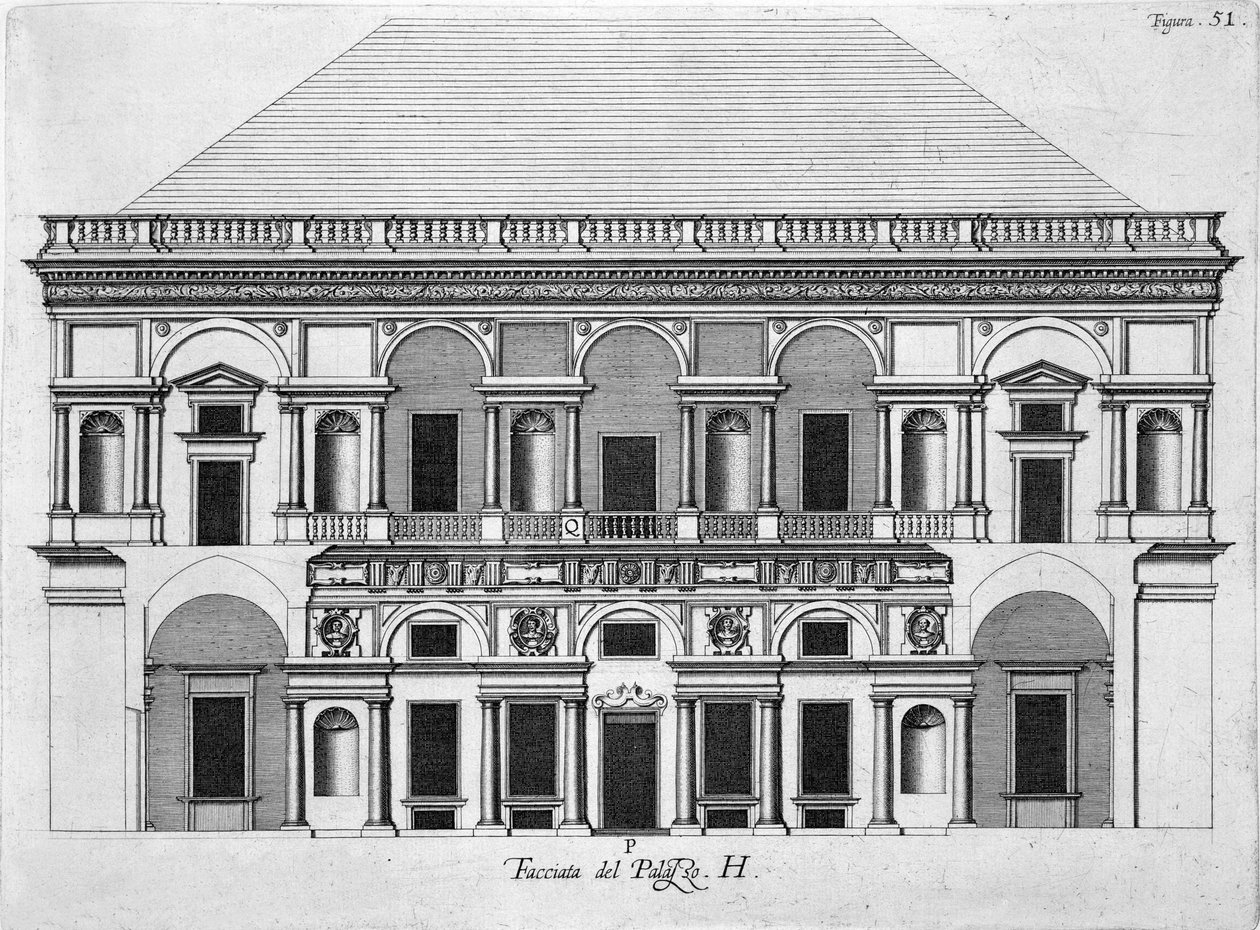 Projekt Pałacu Królewskiego w Casercie, 1756 autorstwa Luigi Vanvitelli