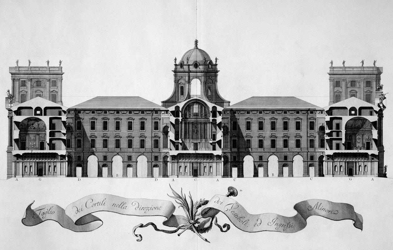 Projekt Pałacu Królewskiego w Casercie, 1756 autorstwa Luigi Vanvitelli