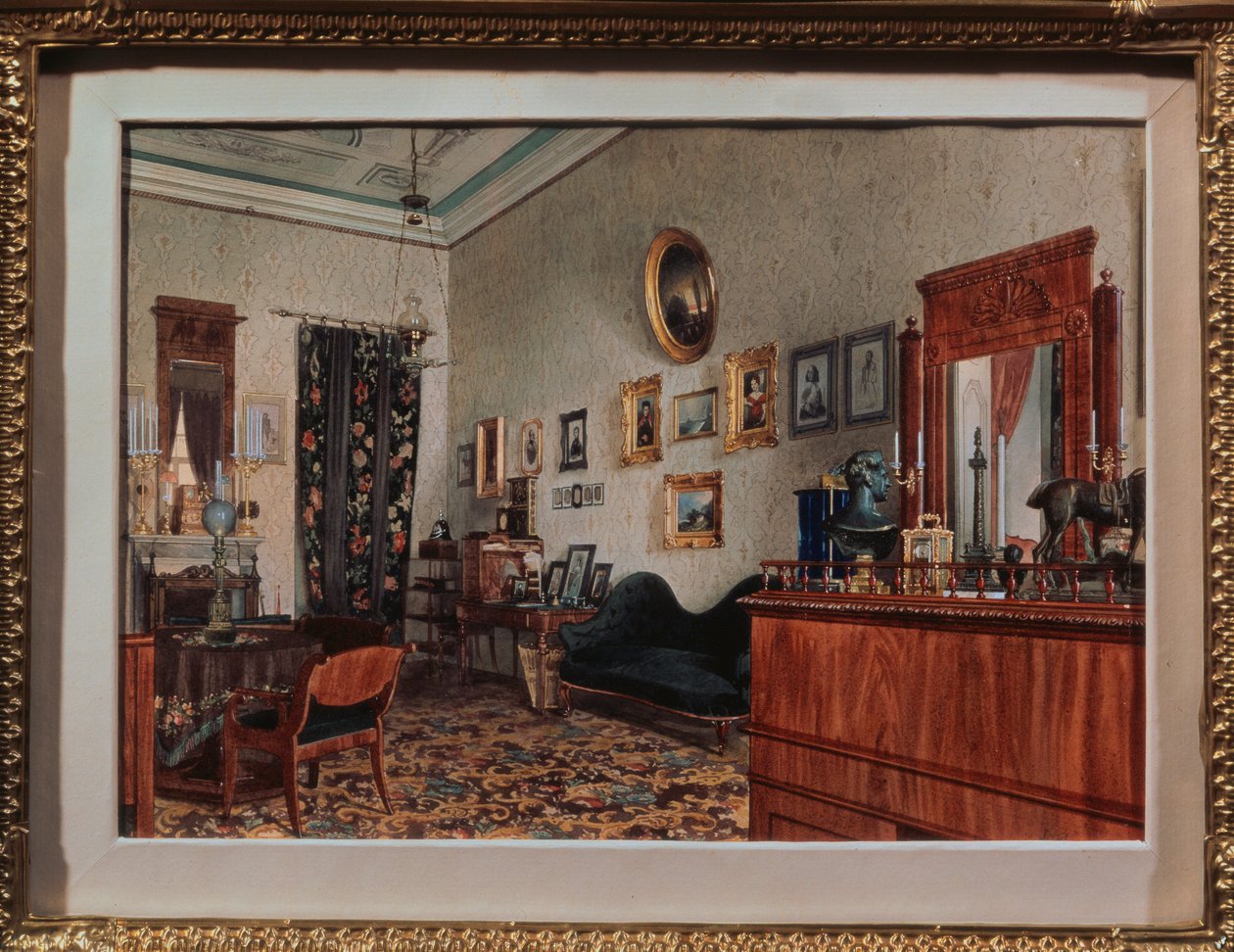 Gabinet Michaiła Obreskowa. Praca Luigi Premazzi (1814-1891), akwarela na papierze autorstwa Luigi Premazzi
