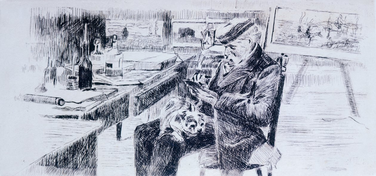 Portret malarza, Giovanni Fattori – Luigi Levi (1858-1860 - 1939), rysunek autorstwa Luigi Levi