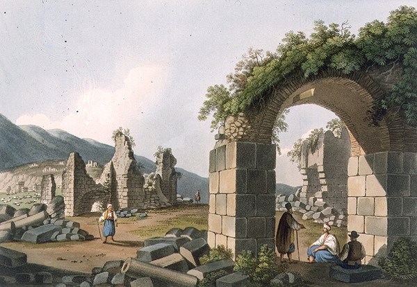 Ruiny łaźni w Efezie, tablica 43 z "Widoki w dominiach osmańskich", pub. przez R. Bowyera autorstwa Luigi (after) Mayer